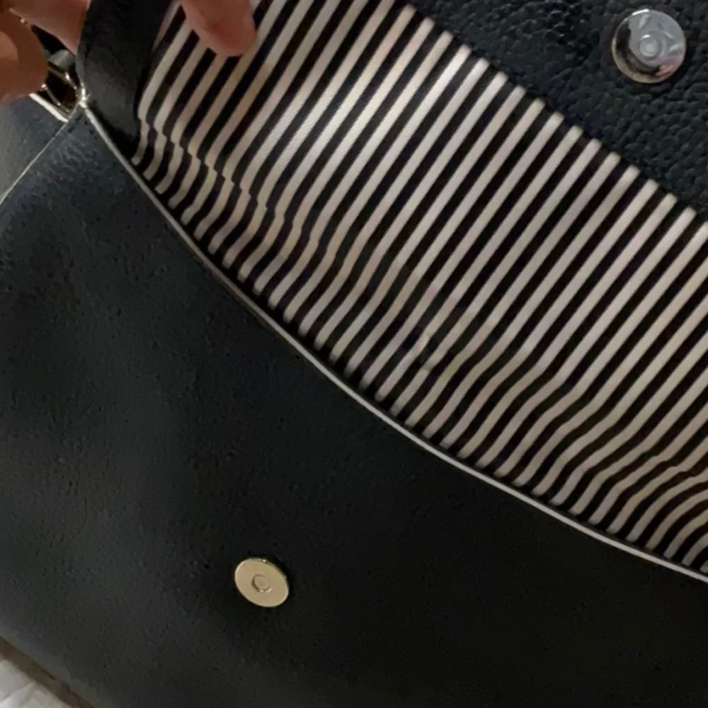 Kate Spade Black Pebbled Leather Satchel. Vintage. Crossbody Adjustable. Pockets